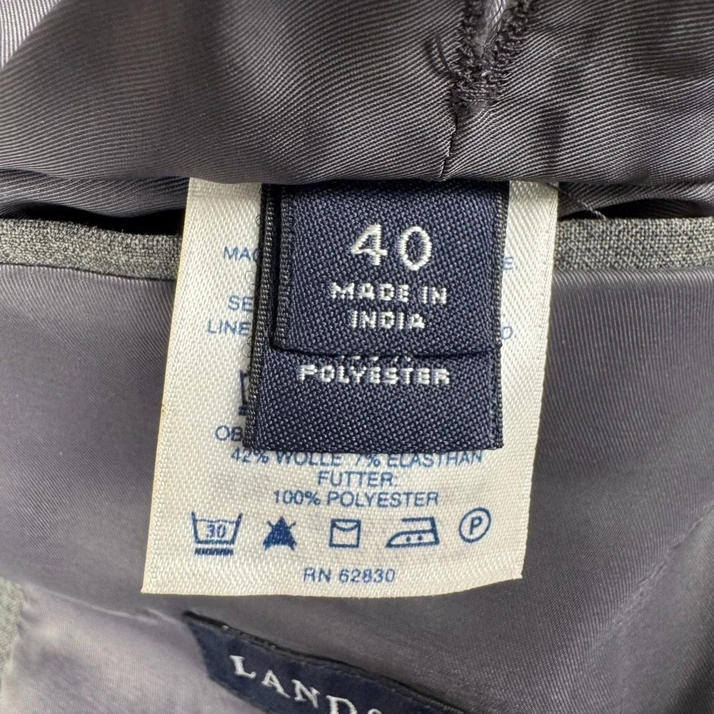 Lands End Sport Coat Mens 40 Gray Wool Blend Two Button Blazer Professional